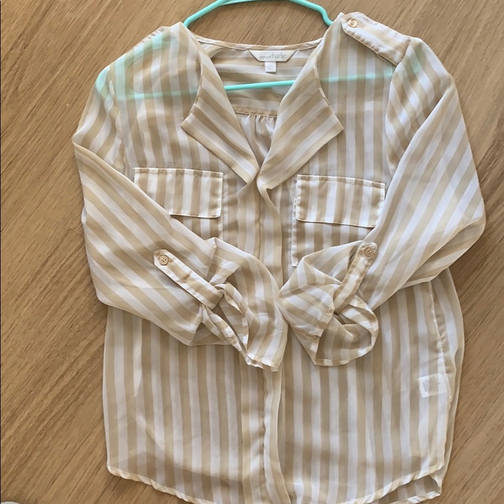 Sheer Stripped Half Sleeve